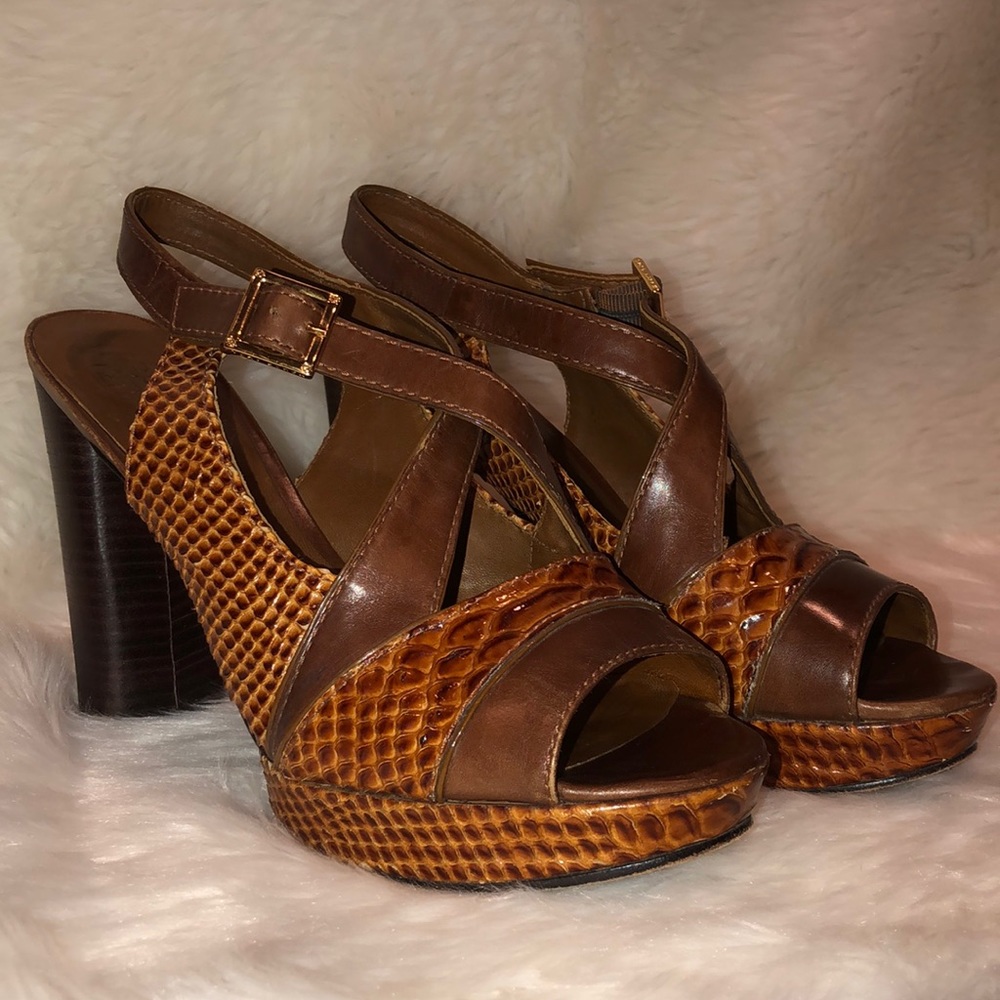 Tory Burch Brown snakeskin Block Heels